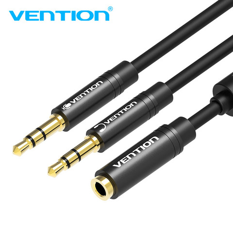 Vention Earphone Splitter for Computer Laptop 3.5mm Female to 2 Male 3.5mm Mic Headphone Audio Extension Cable Y Splitter Cable ► Photo 1/6