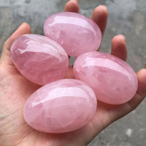 Natural Pink Rose Quartz Egg-shaped Crystal Healing Ball Sphere Gemstone 1pc ► Photo 1/3