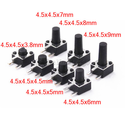 4.5x4.5mm Panel PCB Momentary Switch Toy switch DIP Side 3pin 4.5x4.5x3.8/4.5/5/6/7/8/9 MM 4.5*4.5*3.8MM 5MM 6MM 7MM 8MM 9MM ► Photo 1/3