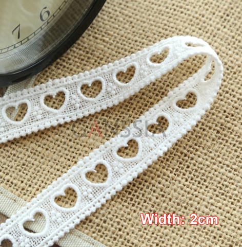 1 yard/lot Width: 2cm Lovely heart hollow out lace trims garment Cotton water soluble lace Scrapbooking DIY accessories(ss-6857) ► Photo 1/2