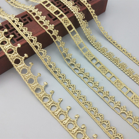 2 yards Width 0.6-3CM High quality sewn gold lace trim braid lace DIY garment accessories skirt cutout embroidery lace  JDB ► Photo 1/3