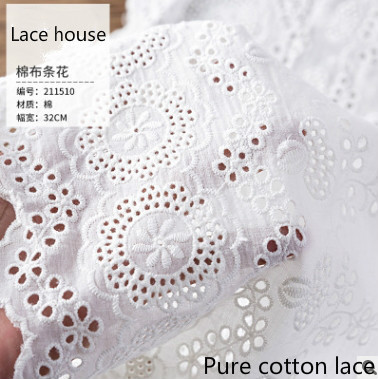 New Cotton Strip Flower White Embroidery Clothing Skirt Lace Width 36 cm ► Photo 1/6