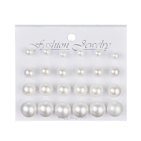 Fashion 12 pairs/Set White Simulated Pearl Stud Earrings Set For Women Jewelry Accessories Piercing Ball Earrings Brincos ► Photo 1/6