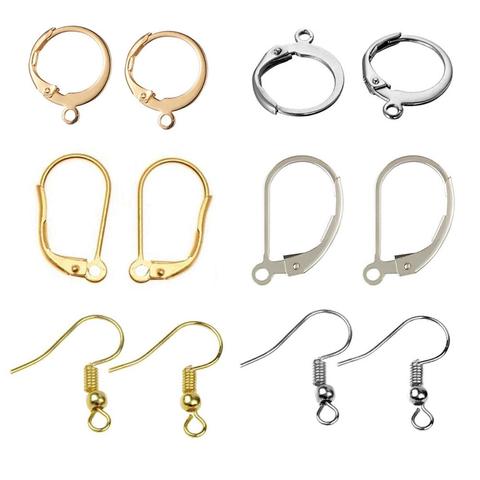 20pcs/lot 316 Stainless Steel Gold Silver Tone Findings French Earring Hooks Wire Settings for DIY Jewelry Making ► Photo 1/4