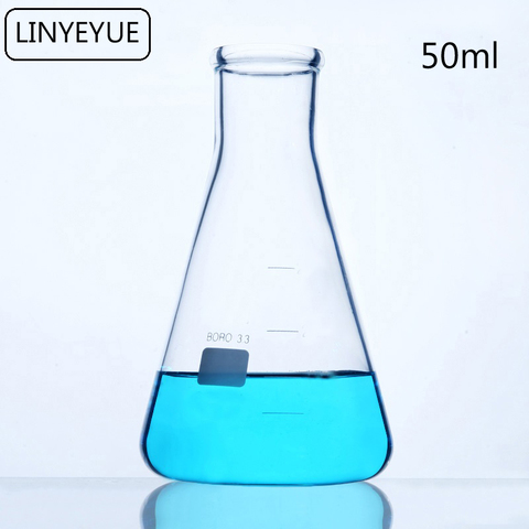 LINYEYUE 50mL Glass Conical Flask Chemistry Erlenmeyer Flask Borosilicate Glass high temperature resistance Laboratory Equipment ► Photo 1/1