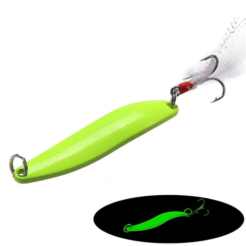 FISHINAPOT 1pcs 5g/7g/10g/13g Metal Luminous Spoon Spinner Fishing Lure Hard Bait with Feather Hook Pesca Wobbler Lure ► Photo 1/4