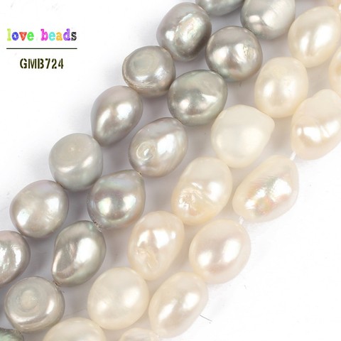 9-10mm Natural White Grey Irregular Freshwater Pearl Beads for Jewelry Making Diy Pearl Necklace Bracelet Jewelry 15'' ► Photo 1/5