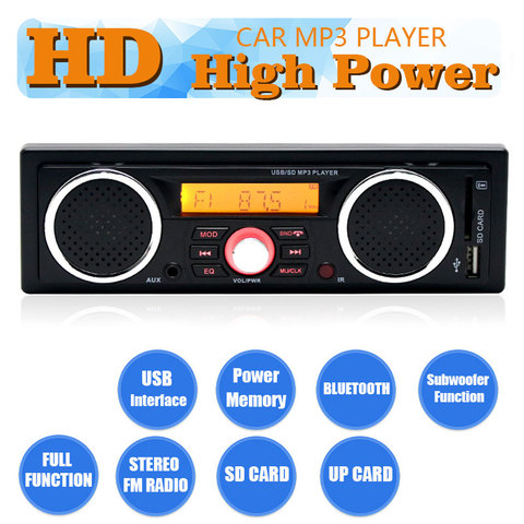 Built-in 2 speakers audio playback 1 din Car radio MP3 audio player Bluetooth hands-free stereo FM  Supports USB SD AUX ► Photo 1/6