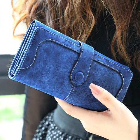 Many Departments Faux Suede Long Wallet Women Matte Leather Lady Purse High Quality Female Wallets Card Holder Clutch Carteras ► Photo 1/6