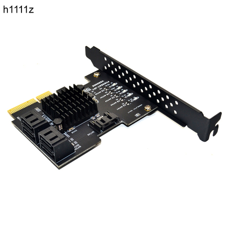 JMS585 chip 5 ports SATA 3.0 to PCIe expansion Card 4X Gen 3 PCI express SATA Adapter SATA 3 Converter with Heatsink for HDD NEW ► Photo 1/6