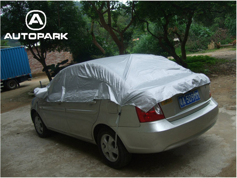 Universal Car Cover Prevent Heat Cold Sun Rain Snow  Half Auto Cover for Sedan SUV Pickup PVC Coating Cover M L XL Optional ► Photo 1/1