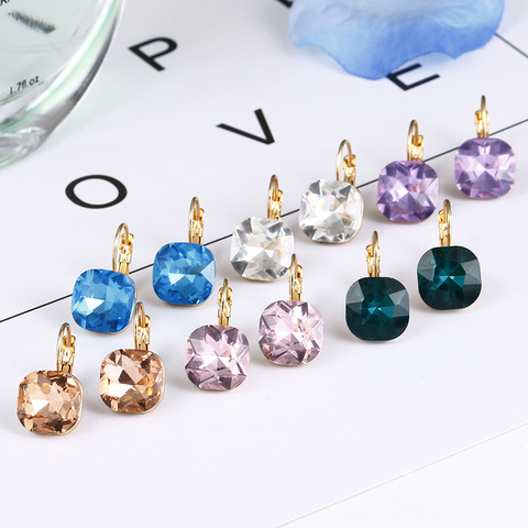 E0257 New Arrival Fashion Pink Blue Crystal Earrings For Women Girls Vintage Drop Earrings Statement Wedding Jewelry Wholesale ► Photo 1/6