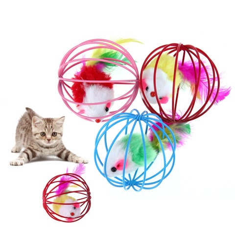 Cat Toys Lovely Ball Mouse Toys for Cats Feather Funny Playing Mice Mouse Toys Pet Animals Cute Plush Toy ► Photo 1/6