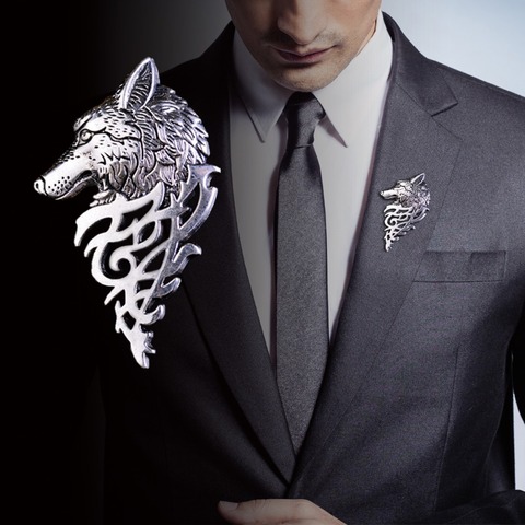 Vintage Wolf Head Brooch Jewelry Upscale Unisex Wolfhead Brooches For Women Men Animal Suit Collar Pin Buckle Collection Broche ► Photo 1/6