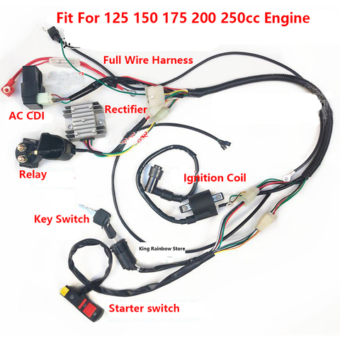 Motorcycle Full Wire Harness AC CDI Relay For CG125 150cc 175cc 200cc 250cc For Apollo Kawasaki High Speed Assembly Line Speed ► Photo 1/6