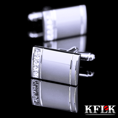 KFLK Jewelry Fashion Fashion shirt Silver cufflinks for mens gift Brand cuff button Crystal cuff link High Quality Free Shipping ► Photo 1/6
