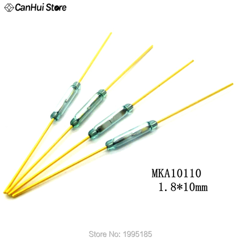 10pcs MKA10110 Reed Switch 1.8*10mm Magnetic Control Switch Green Glass Reed Switches Glass Normally Open NO Contact For Sensors ► Photo 1/1