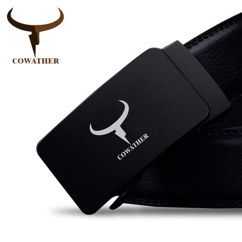 COWATHER 100% high grade cow genuine leather men belts luxury good automatic buckle belt for men cinturones hombre original ► Photo 1/6