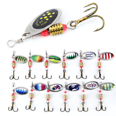 Random Color 10pcs/lot Fishing Lures Trout Spoon Metal Spinners Baits for Jig Fly Fishing Baits Sea Hard Lures With Hooks Pesca ► Photo 1/6
