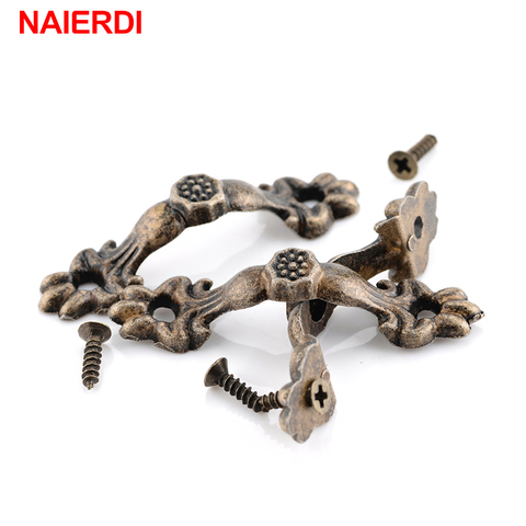 NAIERDI 10pcs Box Knobs Zinc Alloy Handle Arch Tracery Bronze Tone For Drawer Wooden Jewelry Box Mini Handles For Hardware ► Photo 1/6