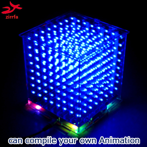 NEW 3D Light Squared DIY Kit 8x8x8 3mm LED Cube Blue Ray LED