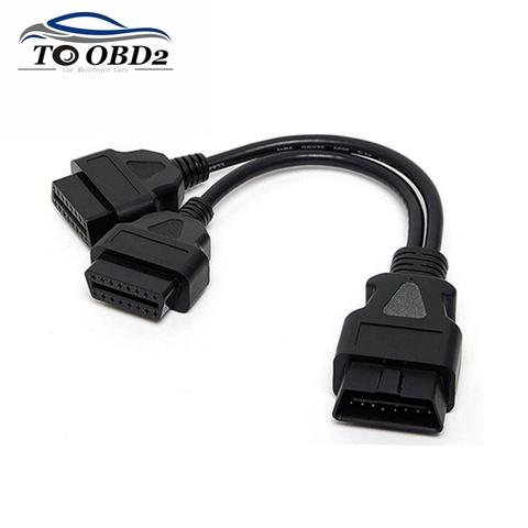 A+++ Quality 30CM OBD2 16 Pin Cable Extension Splitter Male to Dual Female Y OBD 16Pin Cable 1-2 OBD Connector adapter ► Photo 1/6