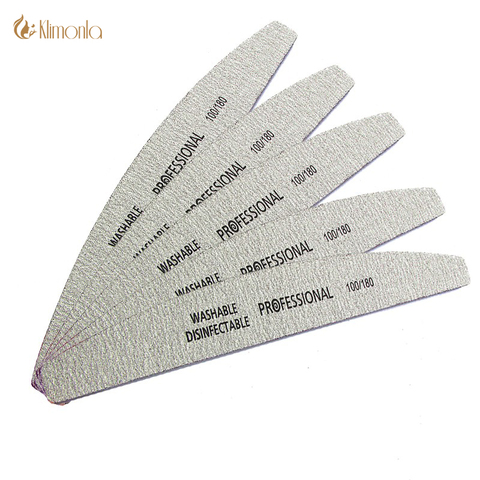 5Pcs/lot Professional Nail Files 100/180 Buffer Double Side Gray Color Curve Banana Nail Art Care Tools High Quality Necok ► Photo 1/6