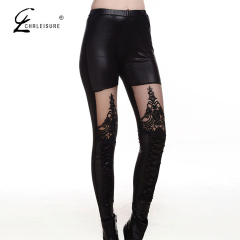 CHLEISURE S-XL Women's Sexy Lace Patchwork Punk Rock Leggings