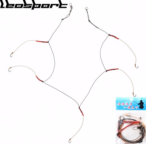 LEOSPORT High Carbon Steel Fishhooks with 5 Small Hook Rigs Swivel Fishing Tackle Lures Pesca Baits String Hook JK445 ► Photo 1/3