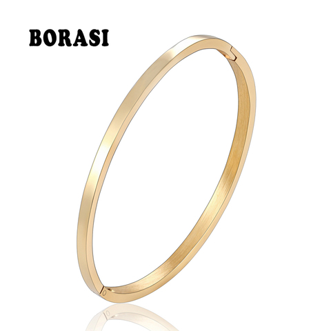 BOBASI New Stainless Steel Round Bangles& Bangles Three Colors Trendy Charm Bracelets Jewelry For Women Love Wedding Brand Gifts ► Photo 1/5
