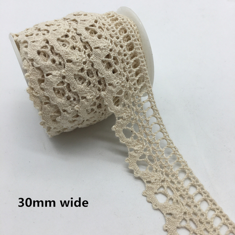 2 Yards/lot 30mm Wide Apparel Sewing Fabric Trim Cotton Crocheted Lace Fabric Ribbon Handmade Accessories #FF07 ► Photo 1/3