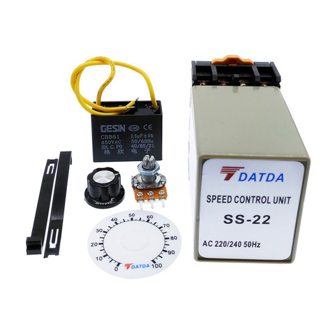 SS-22 ac motor Speed Controller 220V 50HZ speed regulator with  20K Ohm Potentiometer+Capacitor+Dial ► Photo 1/5