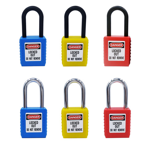 ABS lock security padlock engineering lock plastic shackle steel 38mm nylon non conductive safety padlock with 2 unique key ► Photo 1/6