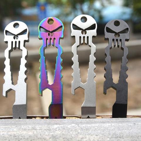 Mounchain Outdoor Multi-functional Stainless Skull EDC Survival Pocket Tool Key Ring Chain Bottle Opener ► Photo 1/6