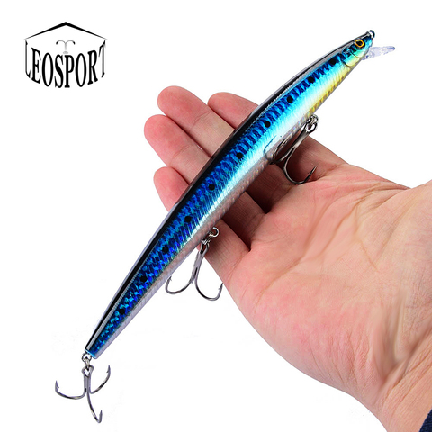 Best selling 1pcs 18cm 24g big long fish Minnow sea fishing lure bait 3D  eyes Strong hooks lures for sea fishing - Price history & Review