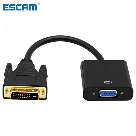ESCAM Full HD 1080P DVI-D to VGA Adapter 24+1 25Pin Male to 15Pin Female Cable Converter for PC Computer HDTV Monitor Display ► Photo 1/6