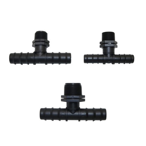 DN16 DN20 1/2 Inch 3/4 Inch Male Thread Barbed Tee Connectors Garden Water Hose Splitters Drip Irrigation Connection Tools 5 Pcs ► Photo 1/4