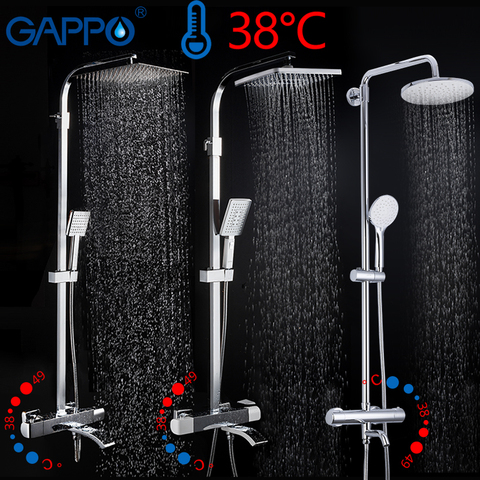 GAPPO thermostatic shower set  rain shower set shower faucet hot and cold black Shower faucet Bathtub thermostatic shower mixer ► Photo 1/6
