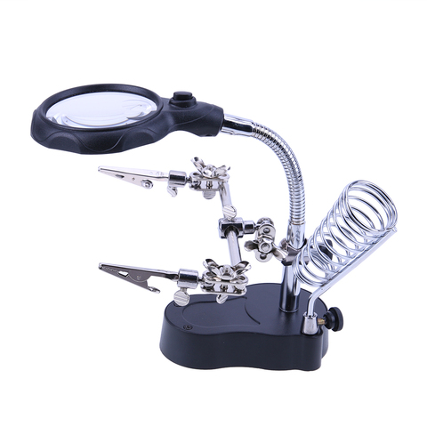 Welding Magnifying Glass with LED Light 3.5X-12X lens Auxiliary Clip Loupe Desktop Magnifier Third Hand Soldering Repair Tool ► Photo 1/6