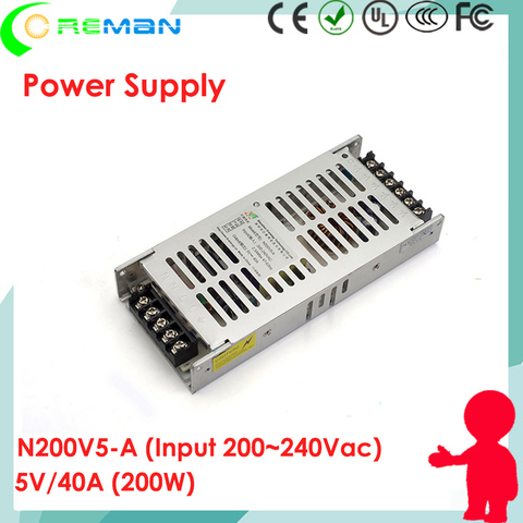 Indoor outdoor rental fixing led display screen power supply 5V 40A ,  cheap slim thin lightweight 5v 200W  led power supply ► Photo 1/1