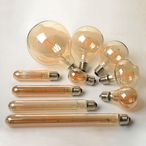 2W 4W 6W 8W Antique Retro Vintage LED Edison Bulb E27/E14 LED Bulb Filament Light G80 G95 ST64 Amber Glass Bombillas Lamp Bulb ► Photo 1/6