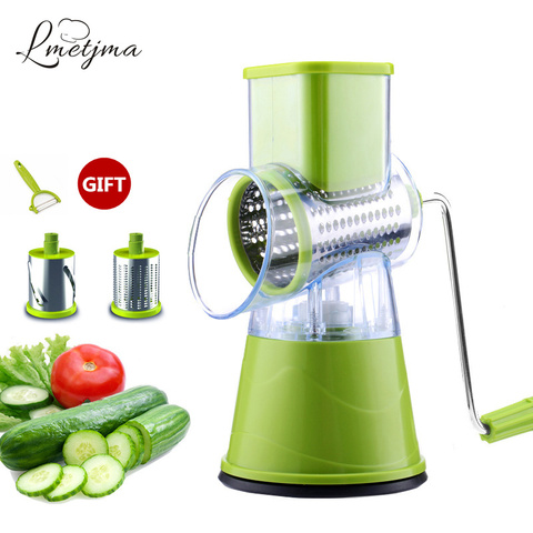 LMETJMA Manual Vegetable Slicer Round Cutter Mandoline Slicer Grater For Carrot Potato Julienne Stainless Steel Blades LK0724F ► Photo 1/6