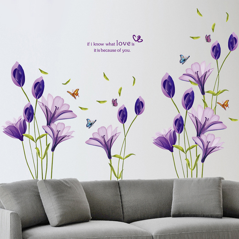 90cm Flower Wall Stickers Removable Decal Home Room Decor DIY Art-Decoration PVC 