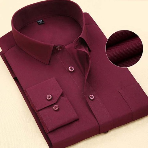 Fashion Brand Shirt Men Long Sleeve Spring Solid Color Business Office Formal Men Dress Shirt Plus Size Male Shirt Chemise 7XL ► Photo 1/6