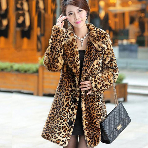 2022 New Winter Women Faux Rabbit Fur Coat Thick Warm Leopard Mink