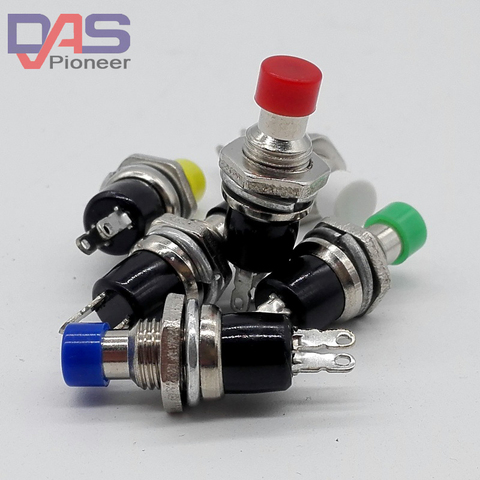 7mm Thread Multicolor 2 Pins Momentary Push Button Switch AC 250V 1A 2 Pin SPST Off/(On) NO Normally ► Photo 1/5