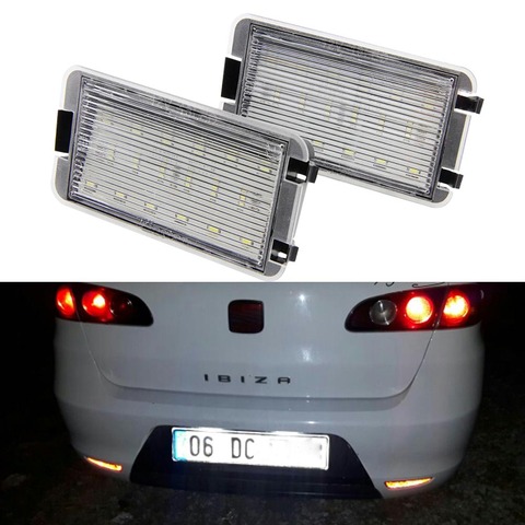 2pcs LED License Number Plate Light Error Free Canbus For Seat Ibiza Altea Arosa Cordoba Leon Toledo III  OEM# 5P0943021 ► Photo 1/6