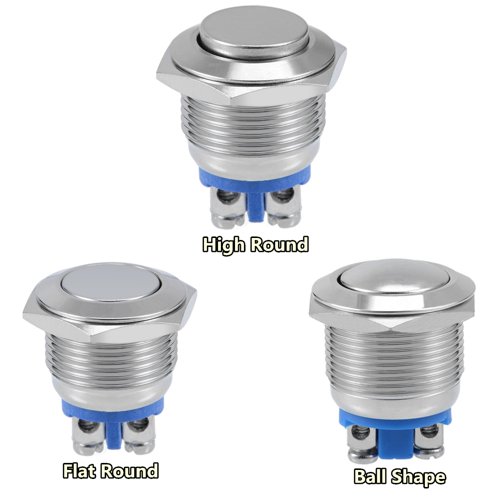 High Round High Round Momentary 16mm Metal Push Button Switch  N O Normally Open 