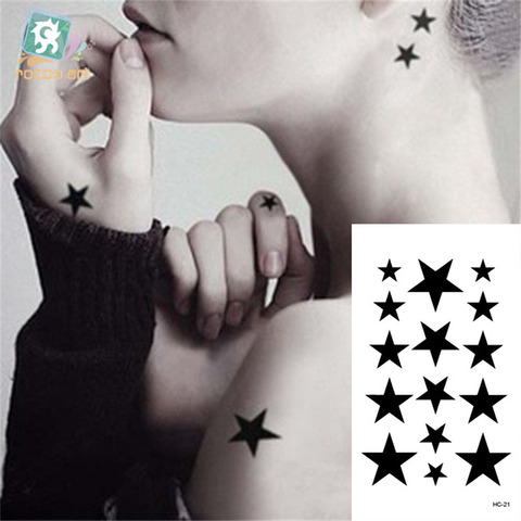 Body Art waterproof temporary tattoos for men women beautiful 3d black star design flash tattoo sticker HC-021 ► Photo 1/1