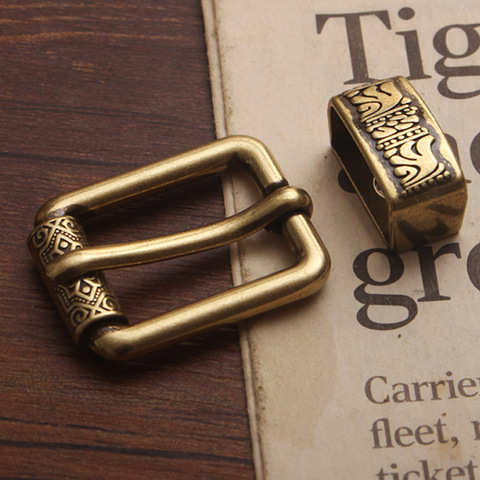 2 parts/set DIY vintage brass color carved pattern Belt Buckle 2cm 2pcs parts accessories leather craft for women's Mens Jeans ► Photo 1/6